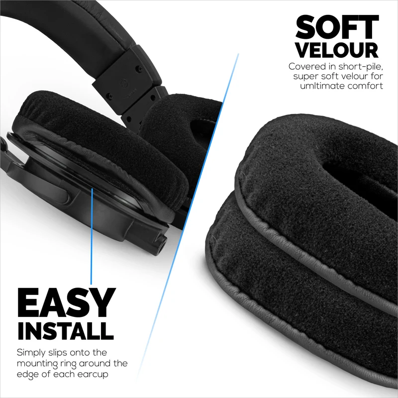 Pad Telinga Velour Gantian untuk Alat dengar Audio Technica ATH-M50X, M50xBT, M50RD, M40X, M30X, M20X. Velour Lembut & Busa Memori untuk Keselesaan Tambahan