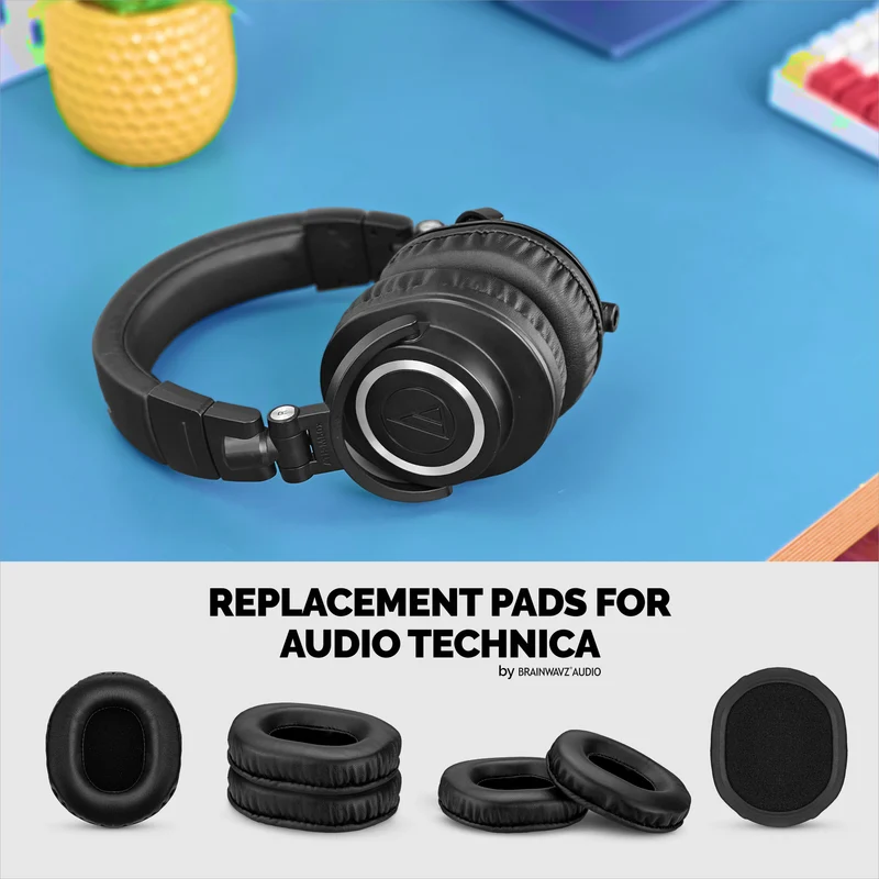 Ersatz-Ohrpolster aus Schaffell für Audio Technica ATH-M50X, M50xBT, M50RD, M40X, M30X, M20X Headsets. Weiches Echtleder und Memory Foam