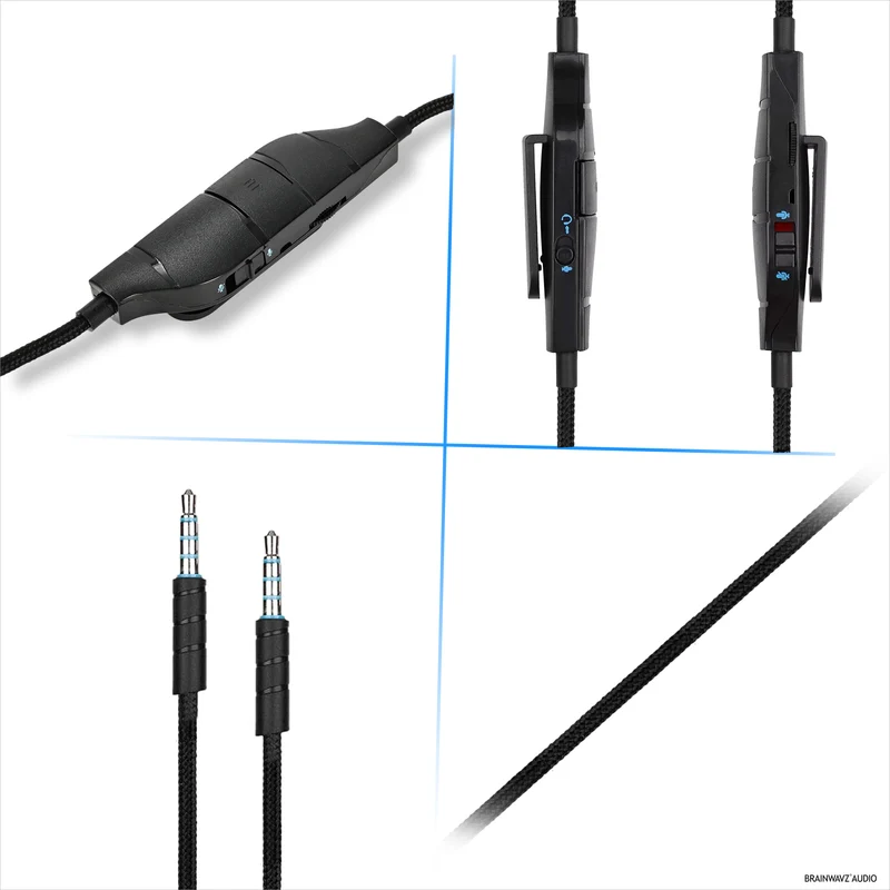 Ersatz-Audiokabel kompatibel mit Logitech G633, G635, G933, G935 – Inline-Mikrofon/Fernbedienung mit Stummschaltung und Lautstärkeregelung – geflochtenes Nylon-Gaming-Headset-Kabel