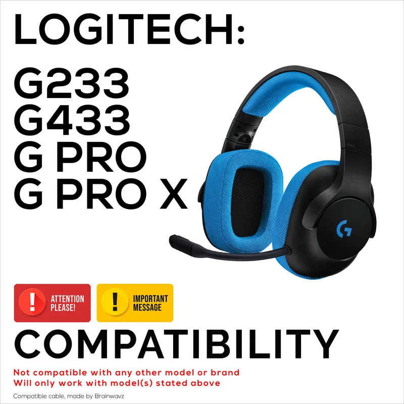 Ersatz-Audiokabel kompatibel mit Logitech G Pro, G Pro X, G433, G233 – Inline-Fernbedienung mit Stumm- und Lautstärkeregelung