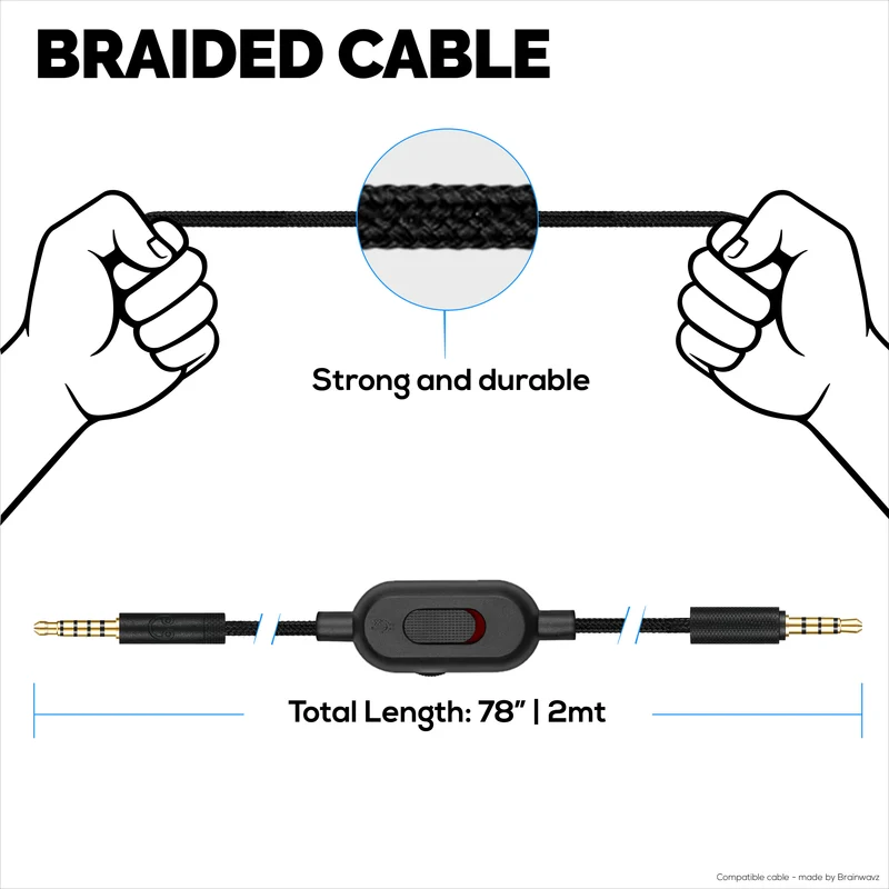 Ersatz-Audiokabel kompatibel mit Logitech G Pro, G Pro X, G433, G233 – Inline-Fernbedienung mit Stumm- und Lautstärkeregelung