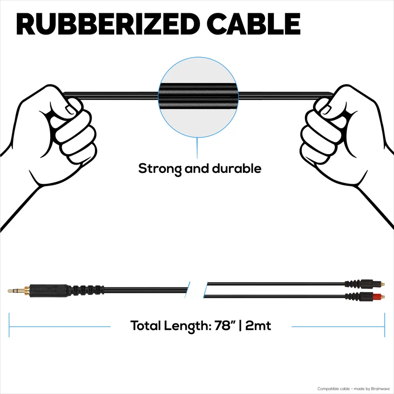 Ersatz-Audiokabel kompatibel mit Shure SRH1440, SRH1540, SRH1840 Headsets – MMCX auf 3.5 mm vergoldete Anschlüsse mit 6.5 mm Adapter