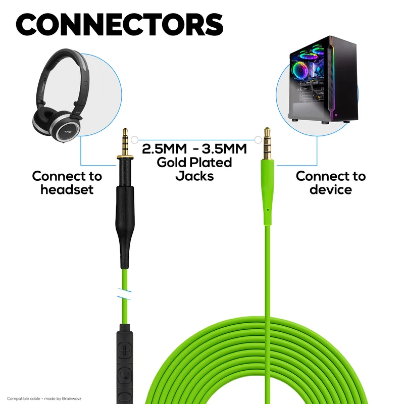 Kabel Audio Gantian Serasi dengan AKG K430 K450 K451 K452 K480 & Q460 – Alat Jauh Dalam Talian