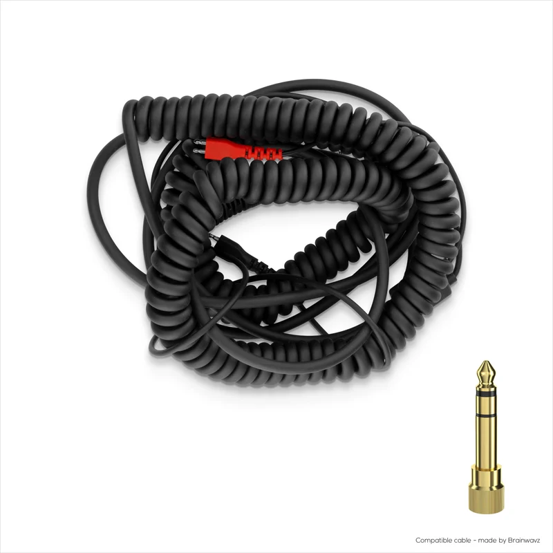 Gewickeltes Ersatz-Audiokabel, kompatibel mit den Headsets Sennheiser HD25, HD560, HD540, HD480, HD430, HD414 und HD250 – 3.5 mm vergoldete Stecker