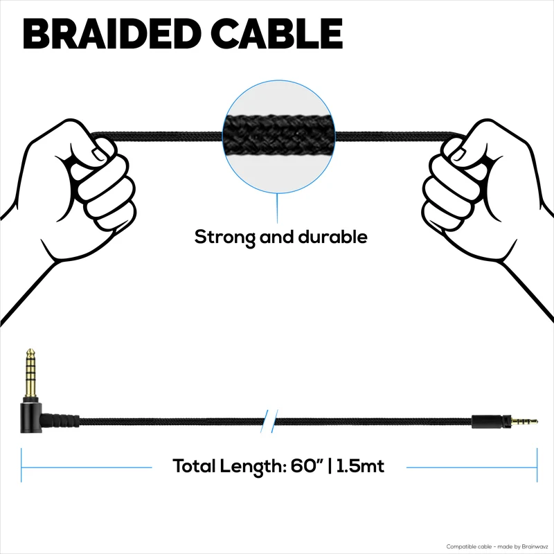 Symmetrisches Audiokabel, kompatibel mit Sennheiser Momentum-Kopfhörern – 2.5 mm Twist-Lock auf 4.4 mm TRRRS-symmetrische, vergoldete Stecker