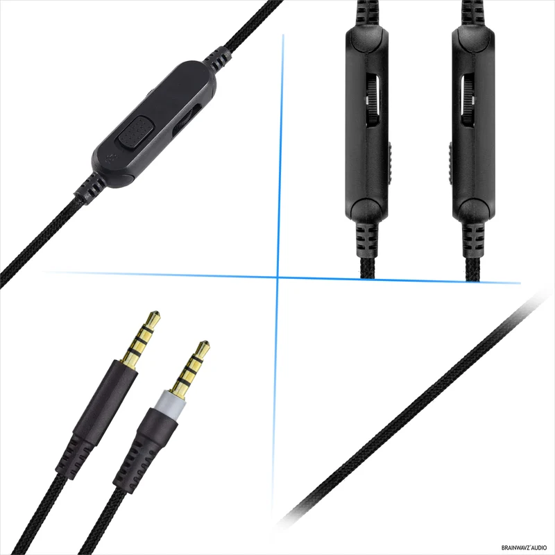 Ersatz-Audiokabel kompatibel mit Kingston HyperX Cloud Mix- und Cloud Alpha-Headsets – Inline-Fernbedienung mit Stummschaltung und Lautstärkeregelung – Geflochtenes Nylonkabel mit vergoldeten Anschlüssen