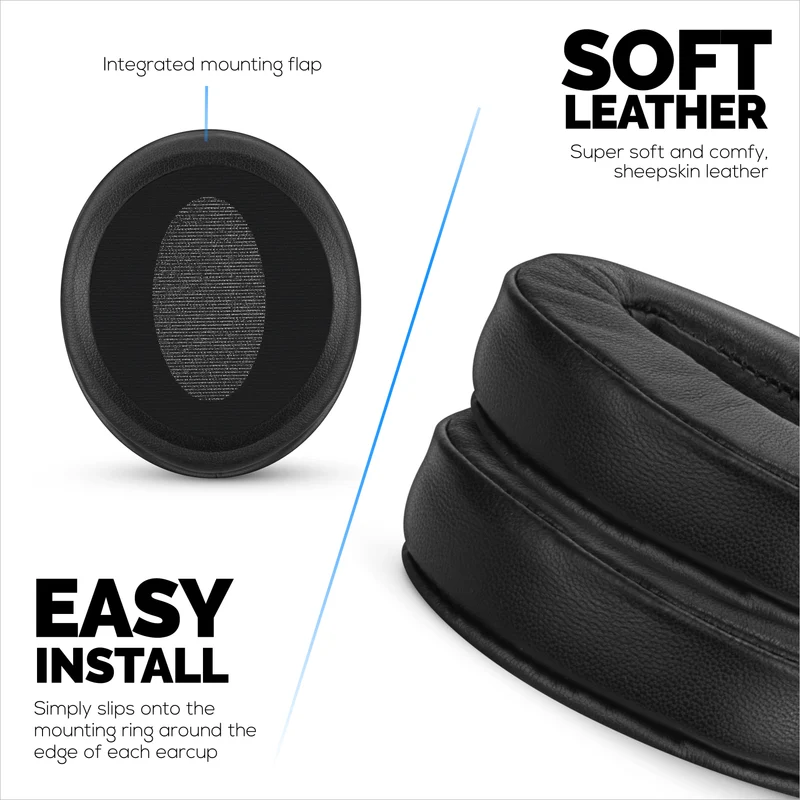 Pad Telinga Gantian untuk Sennheiser HD4.50BT HD4.50BTNC HD450BT HD4.50SE HD4.40BT HD4.30G HD4.20S HD458BT HD450 HD400S HD 350BT. Kulit Asli Lembut + Busa Memori