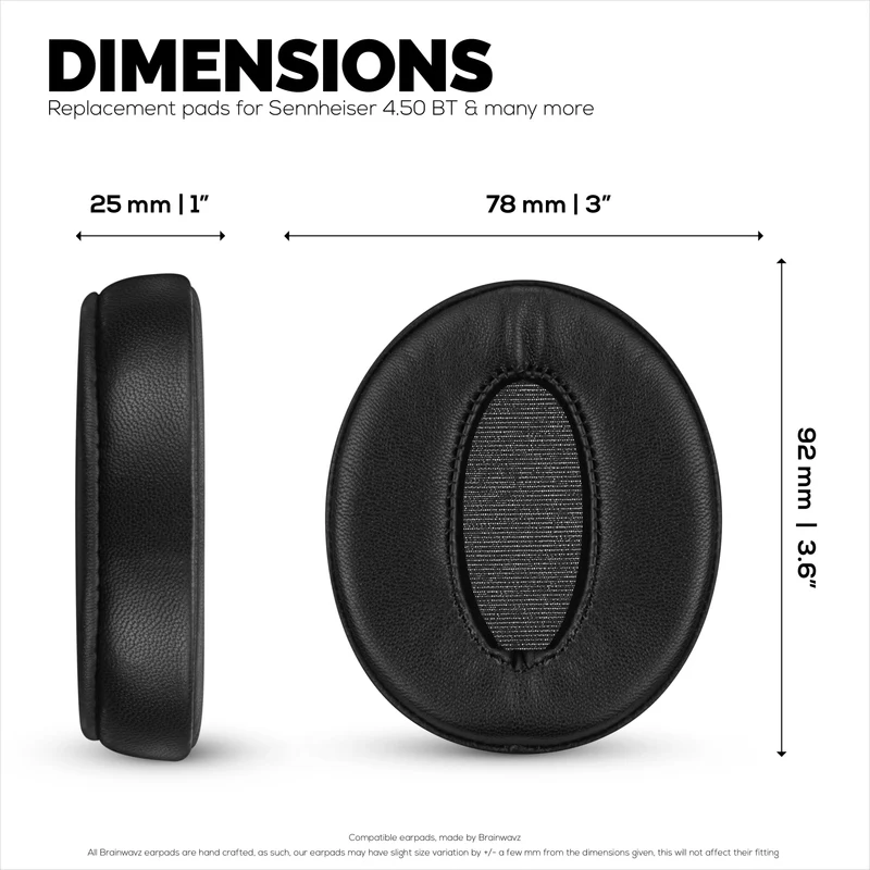 Pad Telinga Gantian untuk Sennheiser HD4.50BT HD4.50BTNC HD450BT HD4.50SE HD4.40BT HD4.30G HD4.20S HD458BT HD450 HD400S HD 350BT. Kulit Asli Lembut + Busa Memori