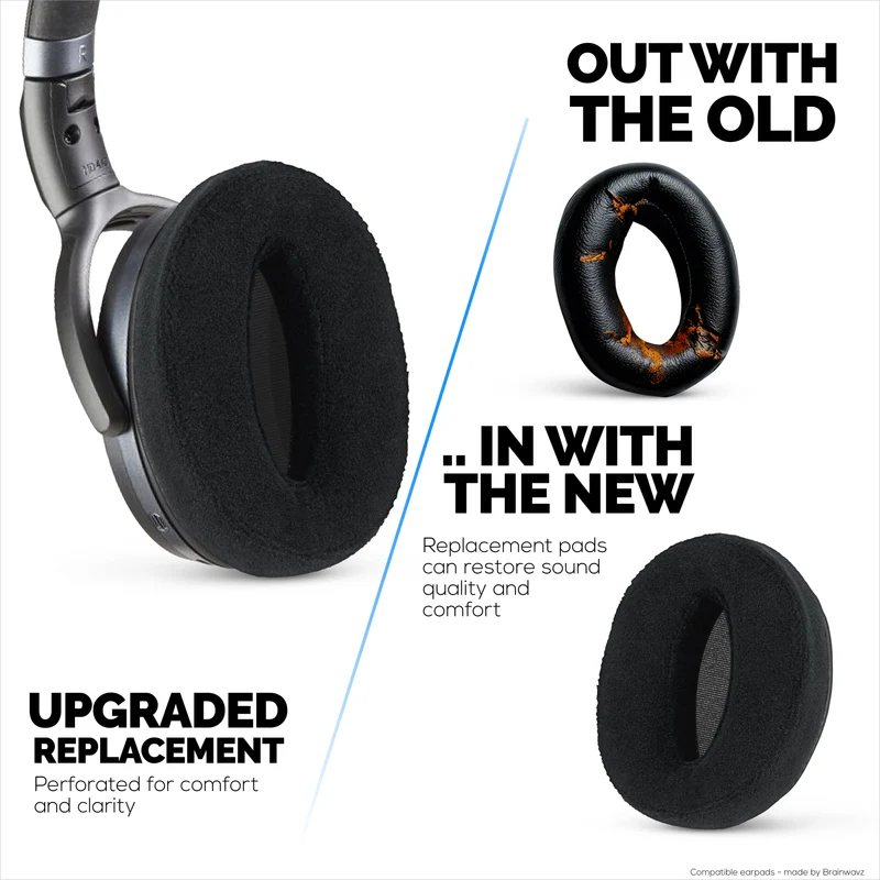 Ersatz-Ohrpolster aus Velours für Sennheiser HD4.50BT, HD4.50BTNC, HD450BT, HD4.50SE, HD4.40BT, HD4.30G, HD4.20S, HD458BT, HD450, HD400S und HD350BT. Weiches Velours und Memory-Schaum.