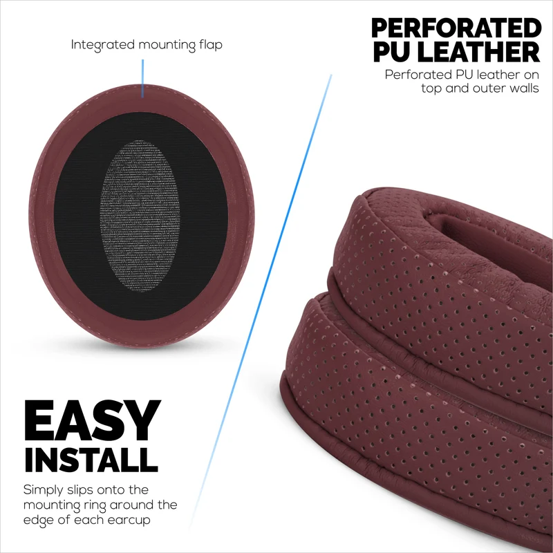 Ersatz-Ohrpolster mit Perforation für Sennheiser HD4.50BT, HD4.50BTNC, HD450BT, HD4.50SE, HD4.40BT, HD4.30G, HD4.20S, HD458BT, HD450, HD400S und HD 350BT – PU-Leder und Memory-Schaum