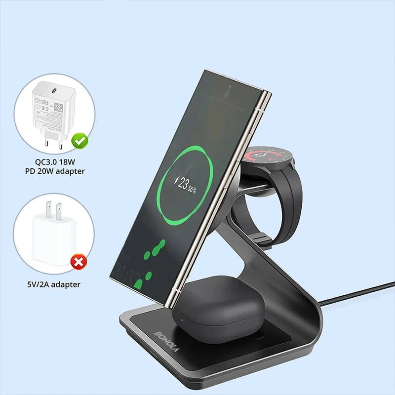 Bonola 3-in-1 Magnetische Wireless Ladestation – 25W Schnellladung für Samsung