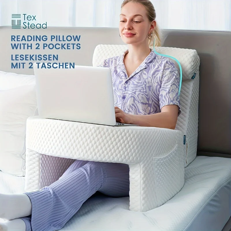 Reading Pillow für Gaming & Entspannung – Extra Großes Armlehnenkissen mit Memory Foam