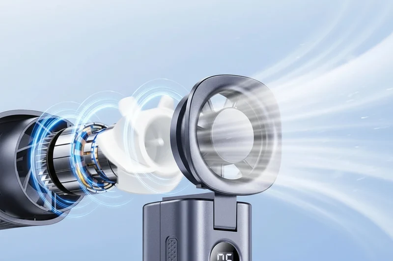 Baseus Tragbarer Handventilator – Wiederaufladbarer Mini-Fan mit LED-Display