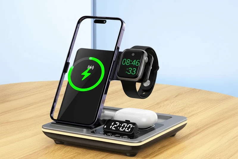 5-in-1 Kabellose Schnellladestation mit Warmlicht für Apple AirPods, iWatch & iPhone