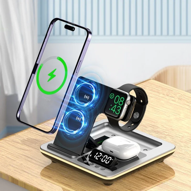 5-in-1 Kabellose Schnellladestation mit Warmlicht für Apple AirPods, iWatch & iPhone