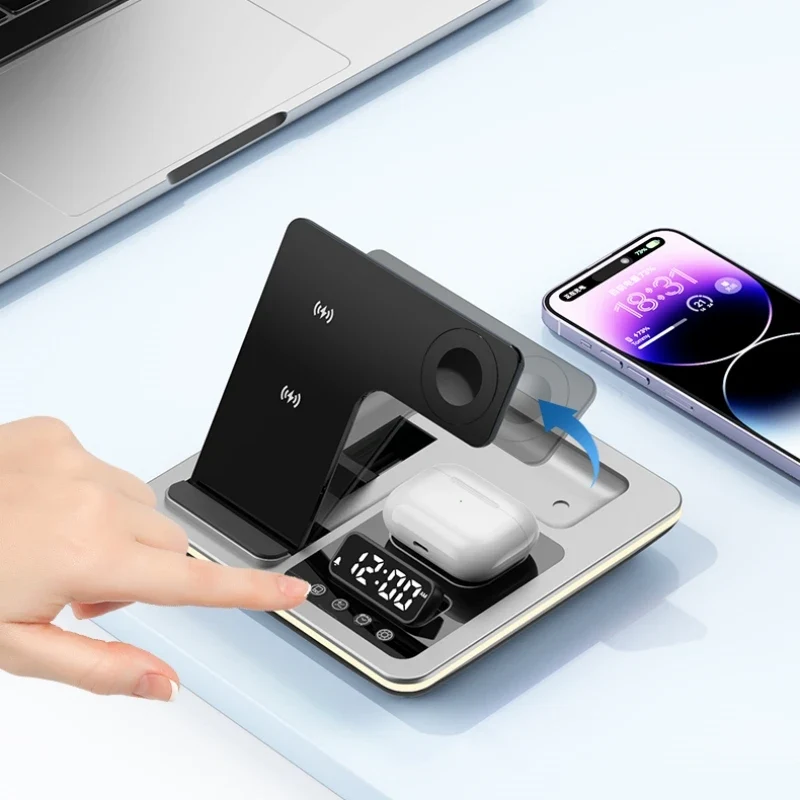 5-in-1 Kabellose Schnellladestation mit Warmlicht für Apple AirPods, iWatch & iPhone