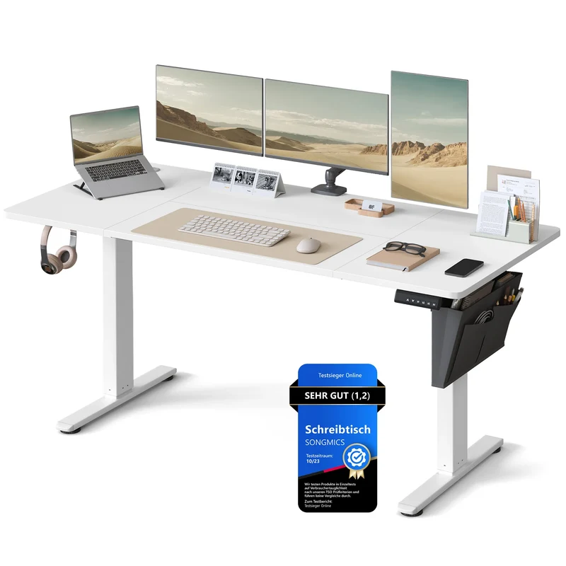 SONGMICS Elektrisch Höhenverstellbarer Schreibtisch – 70x160 cm mit Speicherfunktion