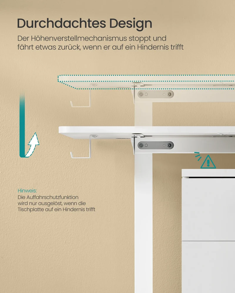 SONGMICS Elektrisch Höhenverstellbarer Schreibtisch – 70x160 cm mit Speicherfunktion