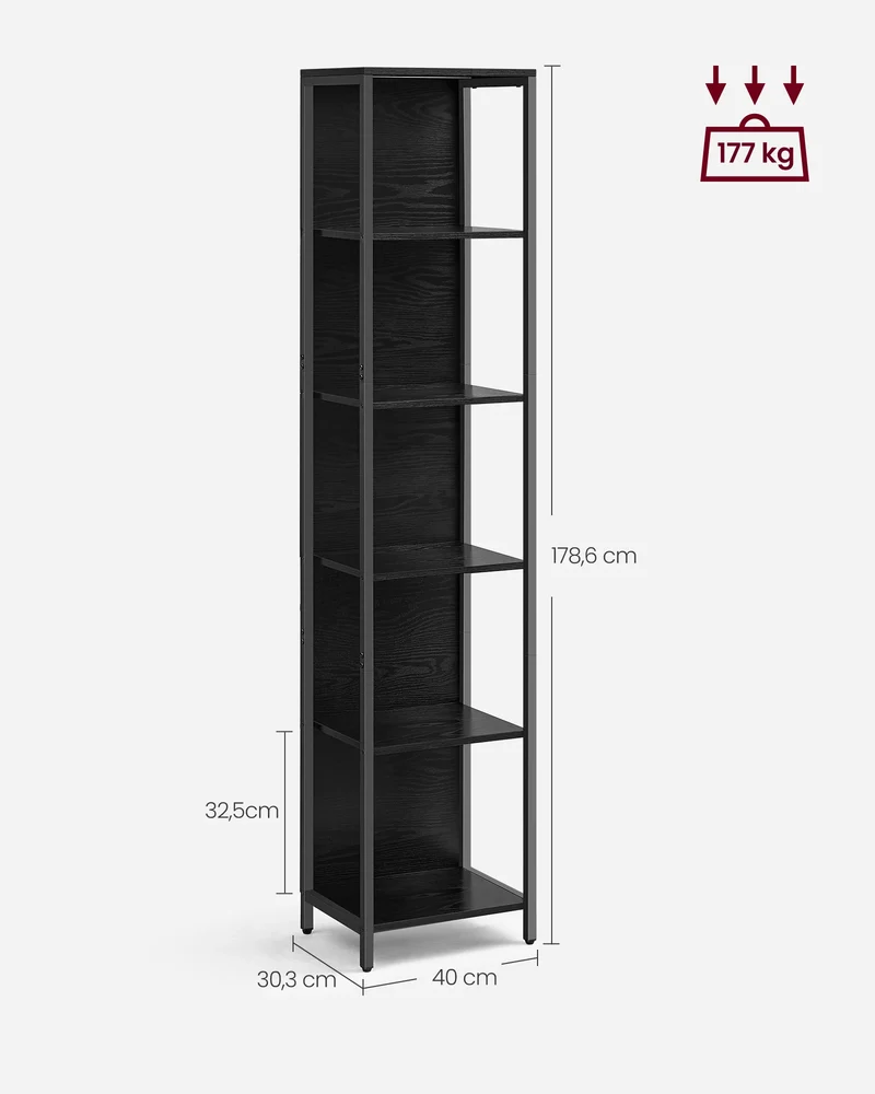 VASAGLE 6-stöckiges Bücherregal mit LED-Beleuchtung – Einstellbare Helligkeit & Farben