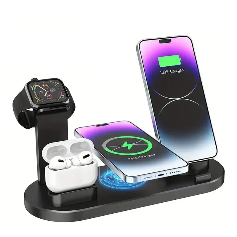 6-in-1 Wireless Ladestation 15W – Schnellladen für iPhone & AirPods