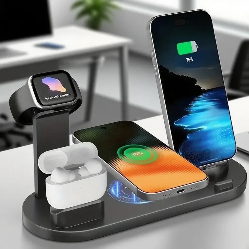 6-in-1 Wireless Ladestation 15W – Schnellladen für iPhone & AirPods