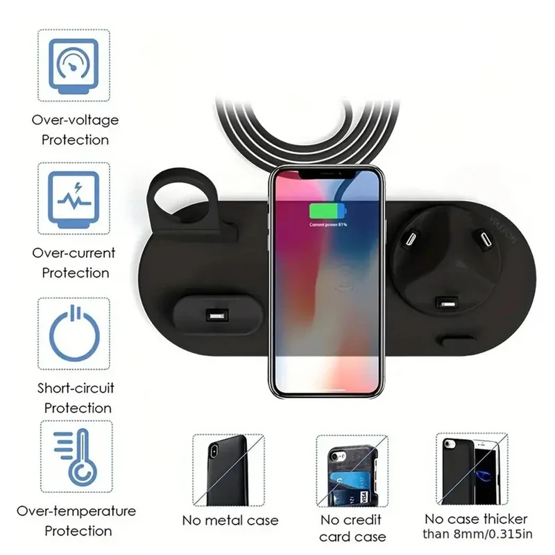 6-in-1 Wireless Ladestation 15W – Schnellladen für iPhone & AirPods