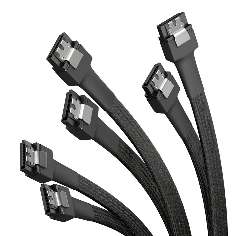 SATA Datenkabel – 30 cm & 60 cm, gerade und 90° gewinkelt, 6 Gbit/s, SATA-III, 3er Set