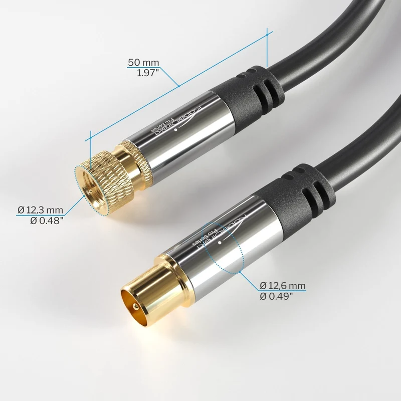 SAT/TV Kabel - F-Stecker, 75 Ohm - Koaxialkabel geeignet für TV, HDTV, Radio, DVB-T, DVB-C, DVB-S, DVB-S2