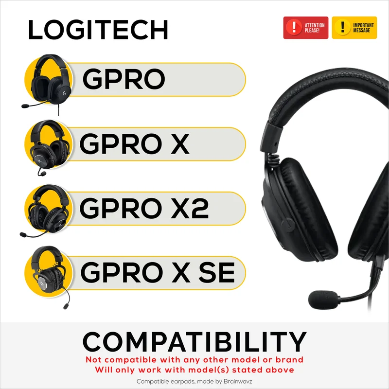 Hybrid-Ohrpolster für Logitech G Pro, G Pro X, G Pro X 2 und G Pro X SE Headsets. Kühlende Gel-Ohrpolster mit superweichem Stoff und dickem Memory-Schaum.