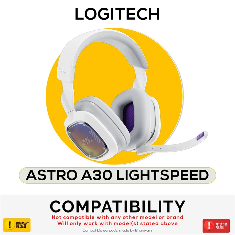 Ersatz-Ohrpolster für Logitech Astro A30 Headsets. Weiches PU-Leder mit hochwertigem Memory-Schaum für extra Komfort und Langlebigkeit.