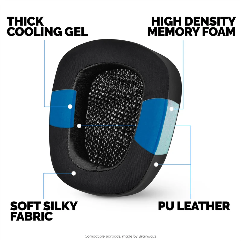 Pad Telinga Hibrid untuk Alat Dengar Logitech G933 G35 G930 G933S G935 G633 G633S G635 G533 G430 G431 G432 G433 & Banyak Lagi. Kusyen Permainan Gel Penyejuk