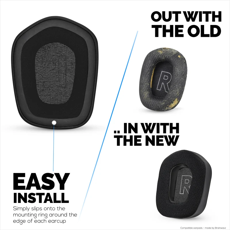 Pad Telinga Hibrid untuk Fon Kepala Logitech G733, G335 & G535, Gel Penyejuk, Fabrik Super Lembut & Buih Memori Lebih Tebal