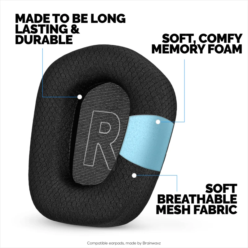 Ohrpolster aus atmungsaktivem Mesh-Gewebe für Logitech G733, G335 & G535 Headsets, aus hochwertigem Memory-Schaum
