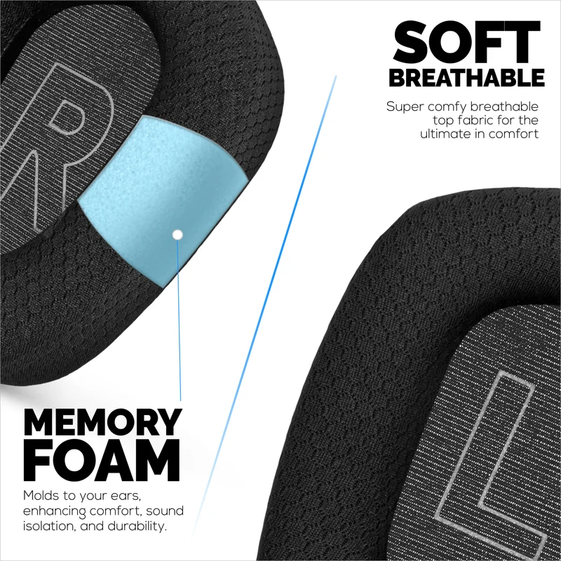 Ohrpolster aus atmungsaktivem Mesh-Gewebe für Logitech G733, G335 & G535 Headsets, aus hochwertigem Memory-Schaum
