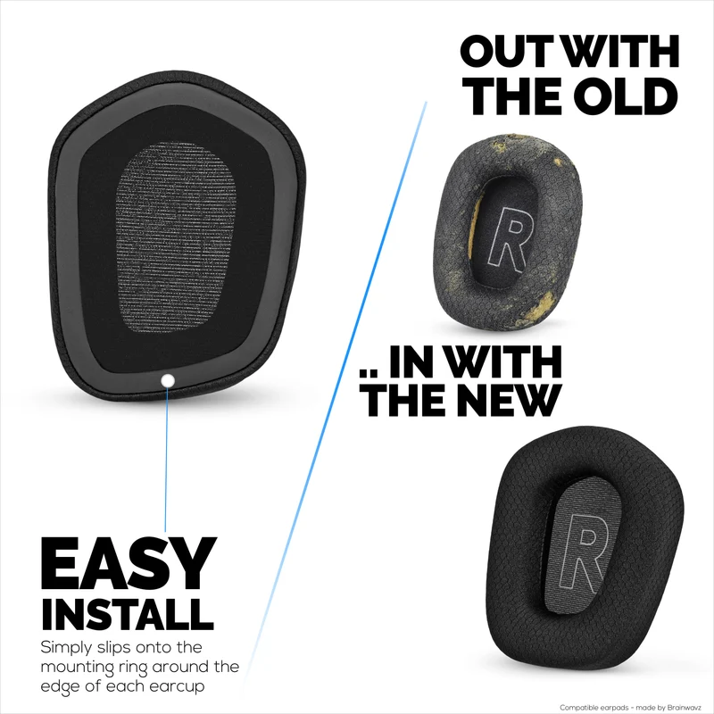 Ohrpolster aus atmungsaktivem Mesh-Gewebe für Logitech G733, G335 & G535 Headsets, aus hochwertigem Memory-Schaum