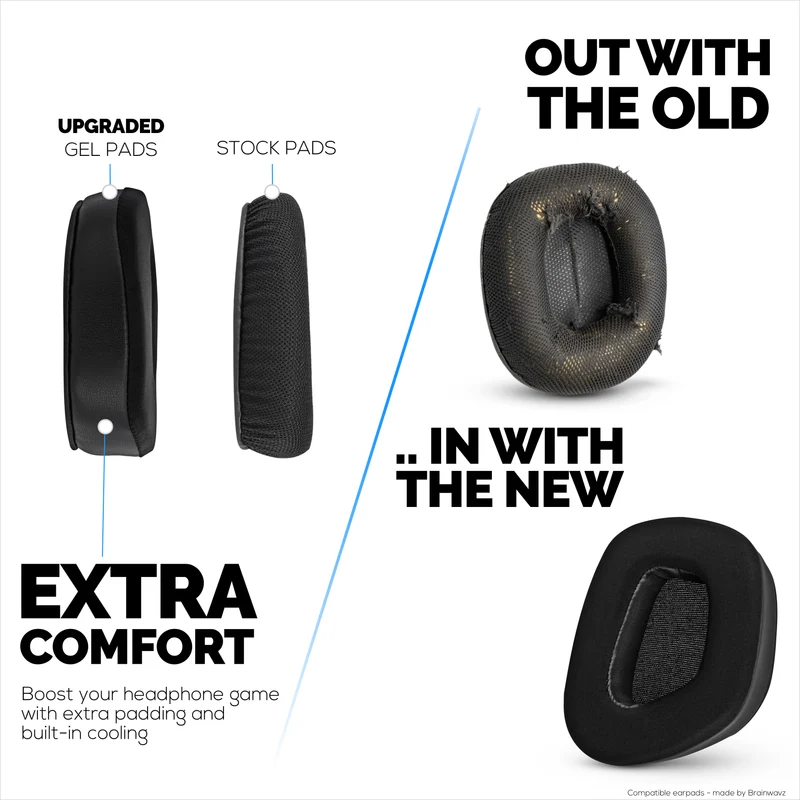 Hybrid-Ohrpolster für Corsair Void RGB Elite Wireless, RGB Elite USB und Elite Surround Headsets, Kühlgel, superweiches Material und dickerer Memory-Schaum