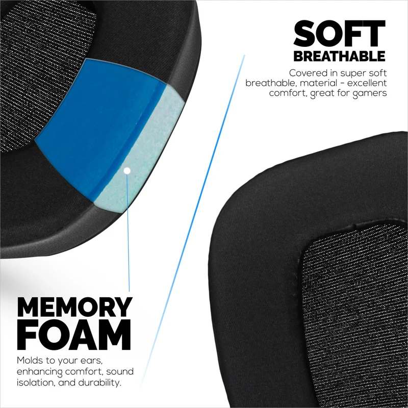 Hybrid-Ohrpolster für Corsair Void RGB Elite Wireless, RGB Elite USB und Elite Surround Headsets, Kühlgel, superweiches Material und dickerer Memory-Schaum