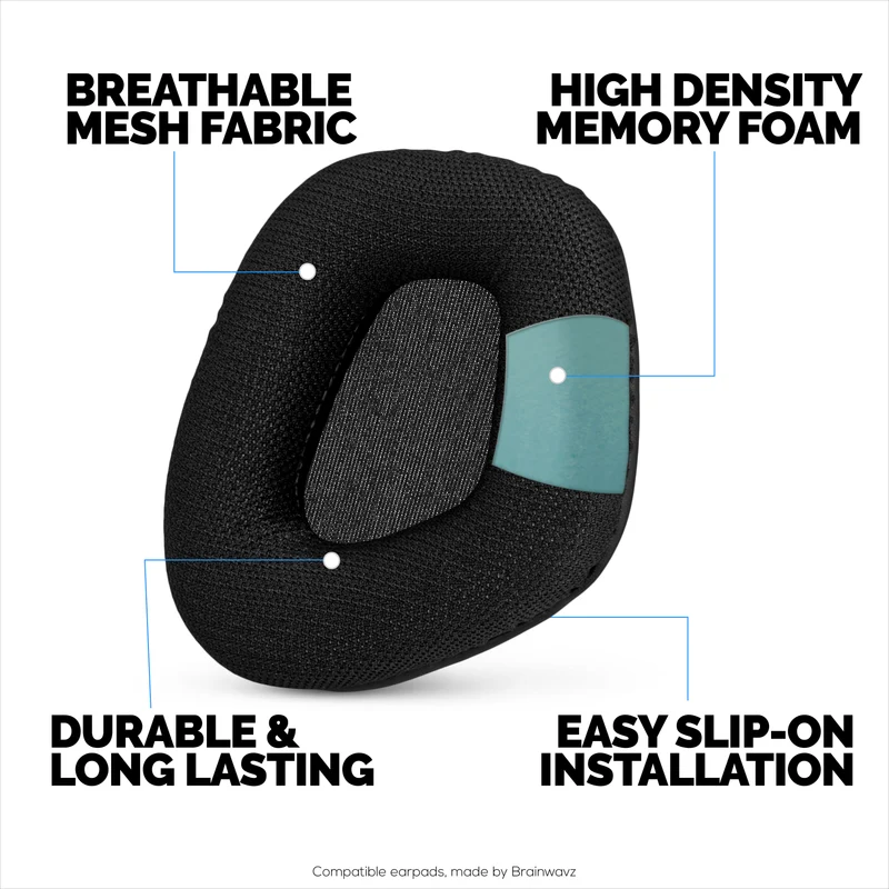 Pad Telinga Fabrik Mesh untuk Corsair Void RGB Elite Wireless, RGB Elite USB, Fon Kepala Elite Surround, Fabrik Mesh Bernafas & Buih Memori Gred Tinggi