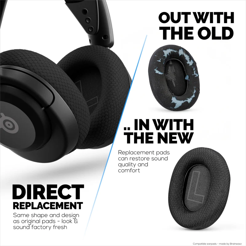 Stoff-Ohrpolster für Steelseries Arctis Nova Serie 1/P/X, 3, 5/P/X, 7/P/X, PRO & PRO für Xbox Headsets, atmungsaktives Mesh-Gewebe und hochwertiger Memory-Schaum