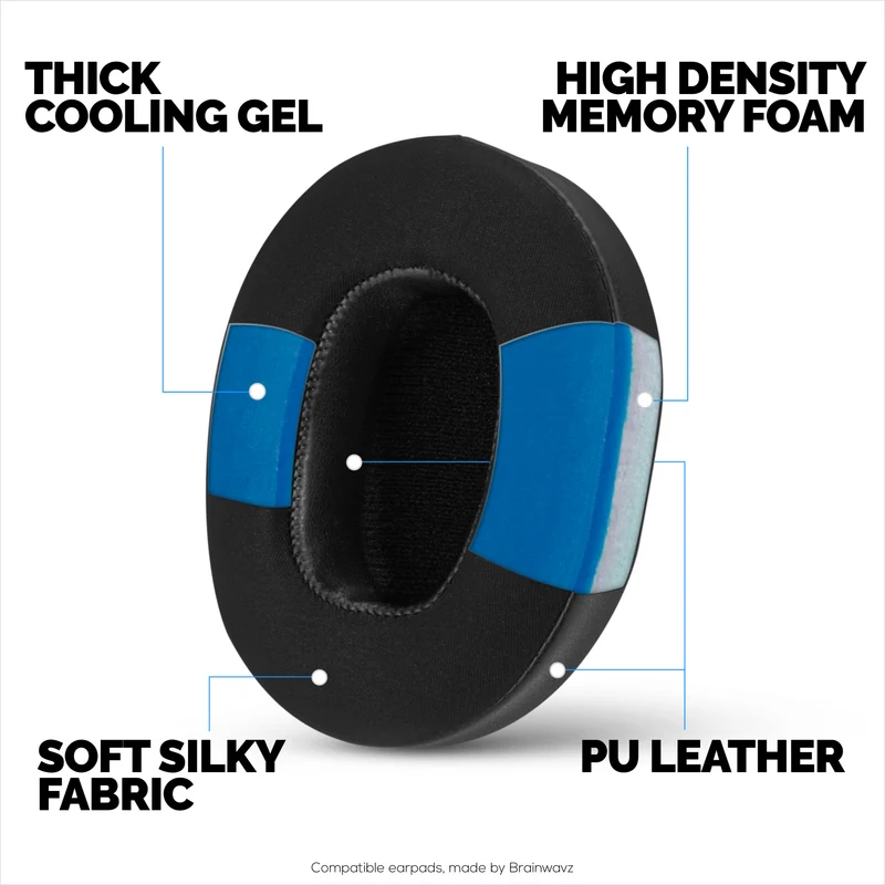 Hybrid-Ohrpolster für Skullcandy Crusher Wireless, Hesh 3/ANC/EVO, Venue ANC und mehr. Kühlende Gel-Ohrpolster mit superweichem Stoff und dickem Memory-Schaum.