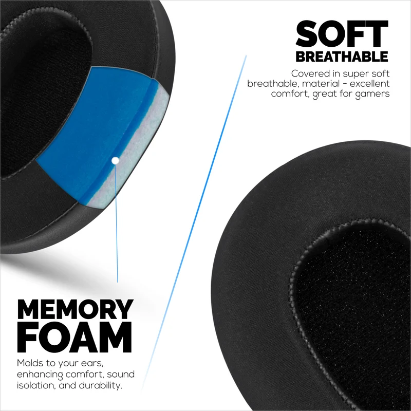 Hybrid-Ohrpolster für Skullcandy Crusher Wireless, Hesh 3/ANC/EVO, Venue ANC und mehr. Kühlende Gel-Ohrpolster mit superweichem Stoff und dickem Memory-Schaum.