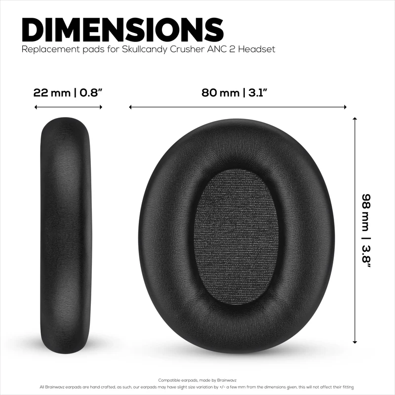 Pad Telinga Pengganti untuk Fon Kepala Skullcandy Crusher ANC 2. Kulit PU Lembut dengan Buih Memori Gred Tinggi untuk Keselesaan & Ketahanan Tambahan