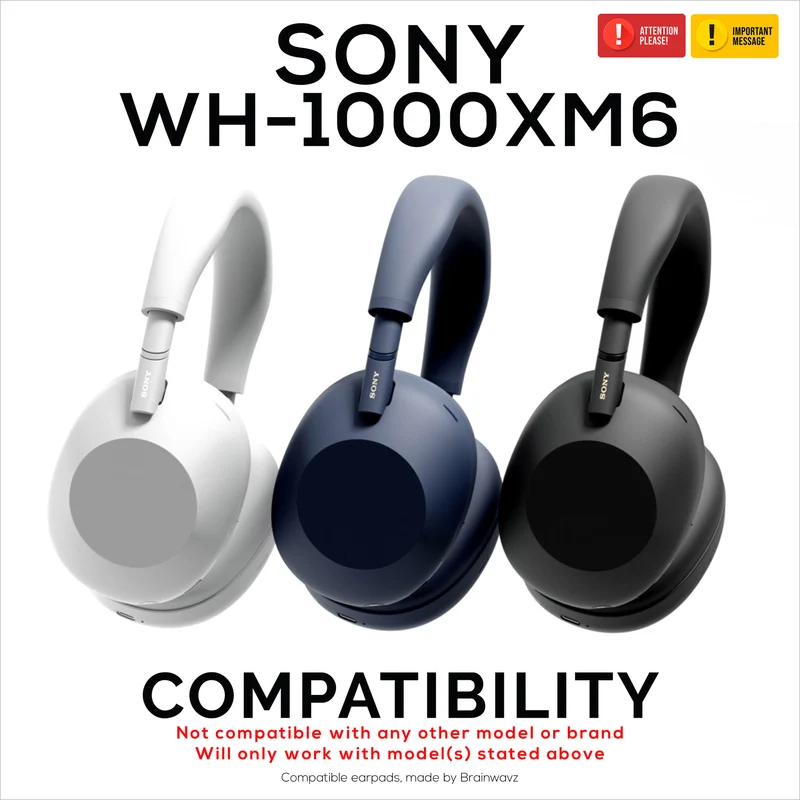 Pad Telinga Gantian untuk Fon Kepala Sony WH-1000XM6 - Kusyen Kulit Protein PU Lembut - East Install