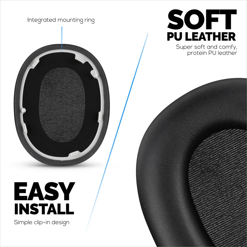 Pad Telinga Gantian untuk Fon Kepala Sony WH-1000XM6 - Kusyen Kulit Protein PU Lembut - East Install