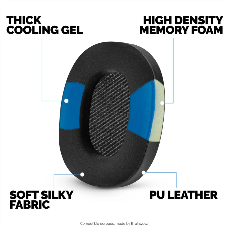 Pad Telinga Hibrid untuk Fon Kepala Sony WH-1000XM6 - Kusyen Permainan Gel Penyejuk dengan Fabrik Super Lembut & Buih Memori Tebal