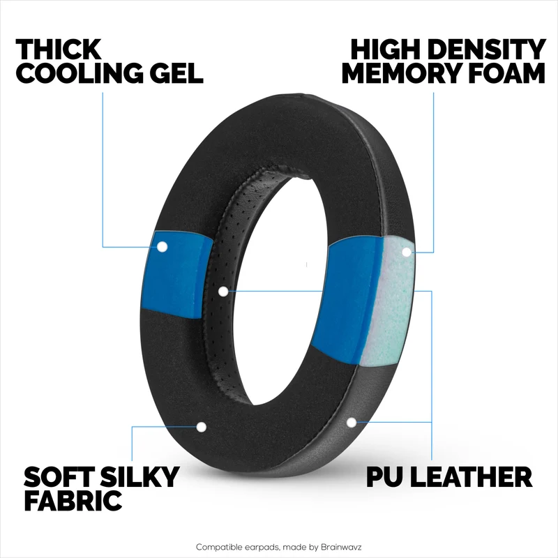 Pad Telinga Hibrid untuk Fon Kepala Sennheiser HD600, HD650, HD660S, HD525, HD535, HD545, & Massdrop HD58X, HD6XX - Kusyen Permainan Gel Penyejuk dengan Fabrik Super Lembut & Buih Tebal