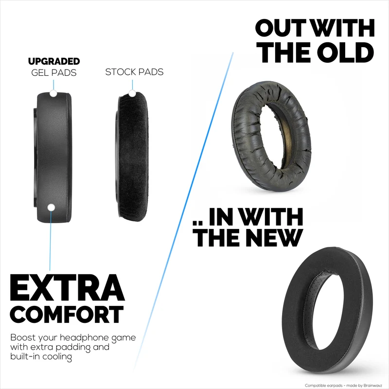 Pad Telinga Hibrid untuk Fon Kepala Sennheiser HD600, HD650, HD660S, HD525, HD535, HD545, & Massdrop HD58X, HD6XX - Kusyen Permainan Gel Penyejuk dengan Fabrik Super Lembut & Buih Tebal