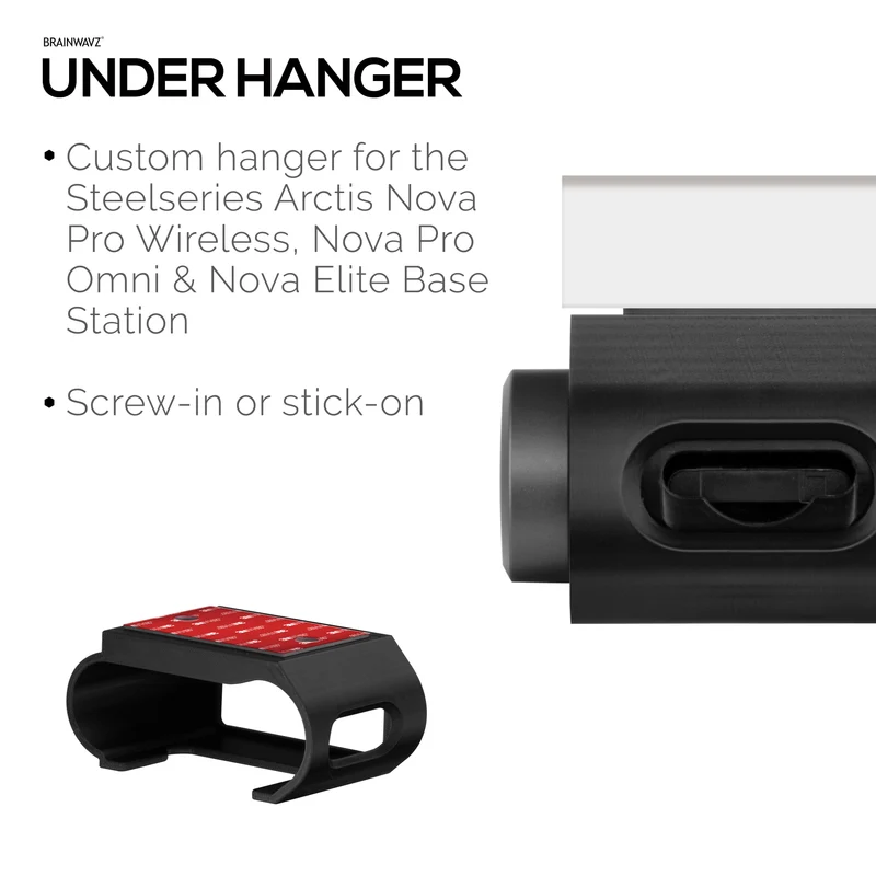Untertischhalterung für SteelSeries Arctis Nova Pro Wireless, Nova Pro Omni & Nova Elite Basisstation – Sicherer Halt, einfache Montage mit Schrauben oder VHB-Klebeband