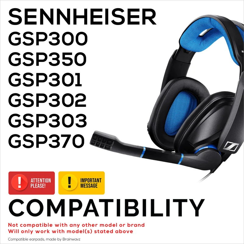 Pad Telinga Gantian untuk Fon Kepala SENNHEISER GSP300, GSP350, GSP301, GSP302, GSP303, & GSP370 - Kulit PU Lembut & Busa Memori