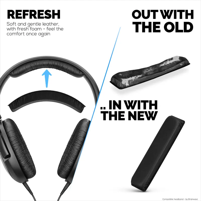 Ganti Kepala untuk Fon Kepala SENNHEISER HD201, HD180, HD201S & HD206 - Pad Kusyen Kulit & Buih